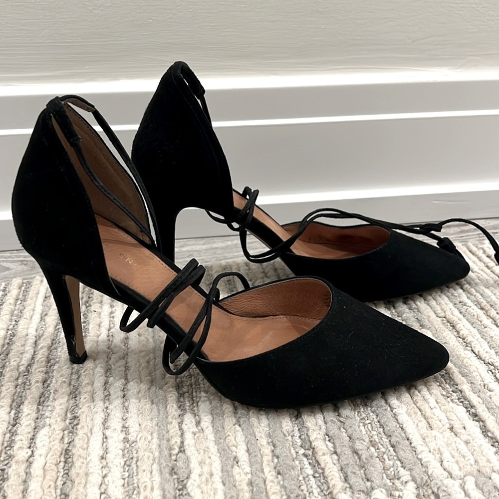 Halogen lace up suede pumps